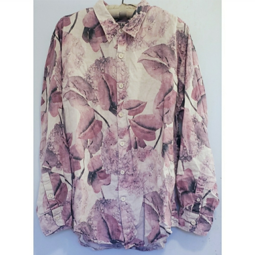 Flax linen hydrangea button down Large